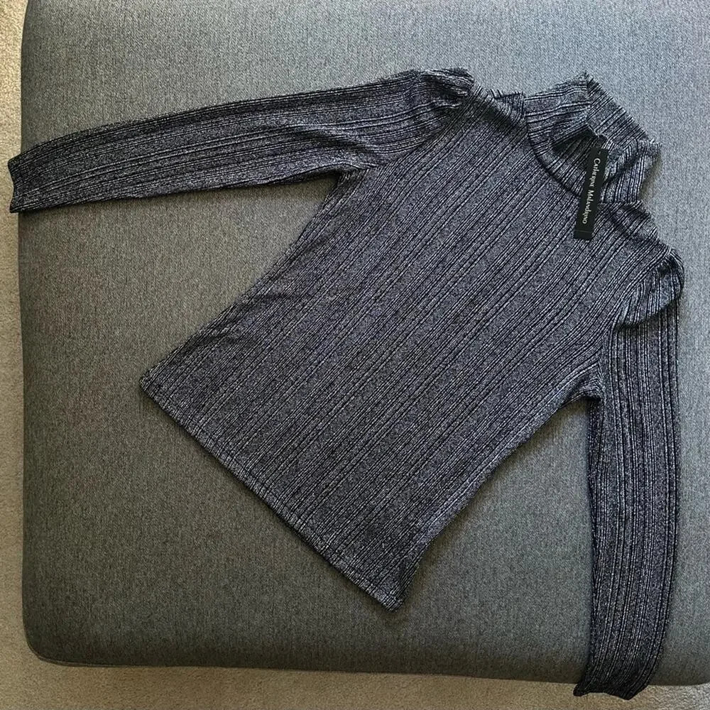 NWT Catherine Malandrino Metallic Long Sleeve Turtleneck Shirt Small